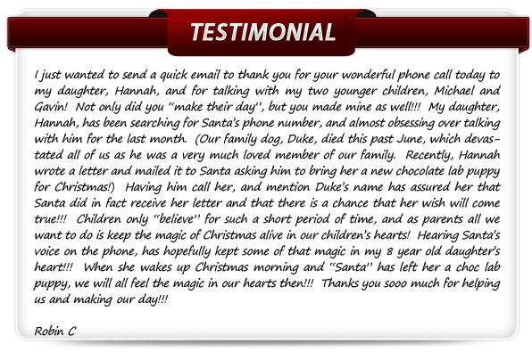 Santa's Testimonials