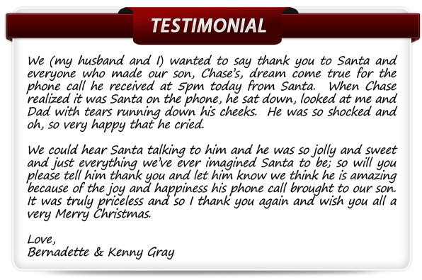 Santa's Testimonials